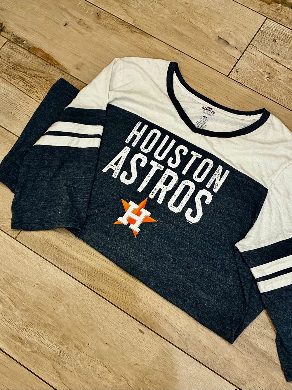 Majestic Houston Astros Navy, White & Orange Long Sleeve Tee